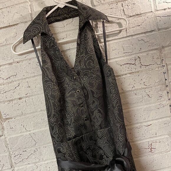 NWT Spense Petite Black Gold Halter Cocktail Party Dress 4P - Picture 1 of 13